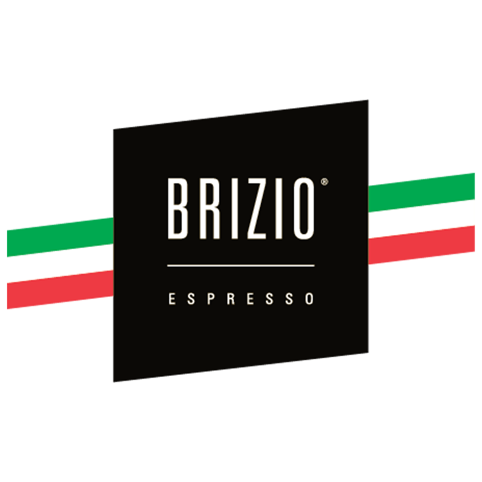 Het Brizio-logo, een symbool van Italiaanse koffietraditie en uitmuntendheid. Brizio biedt espresso van de hoogste kwaliteit, geïnspireerd door authentieke Italiaanse smaken.